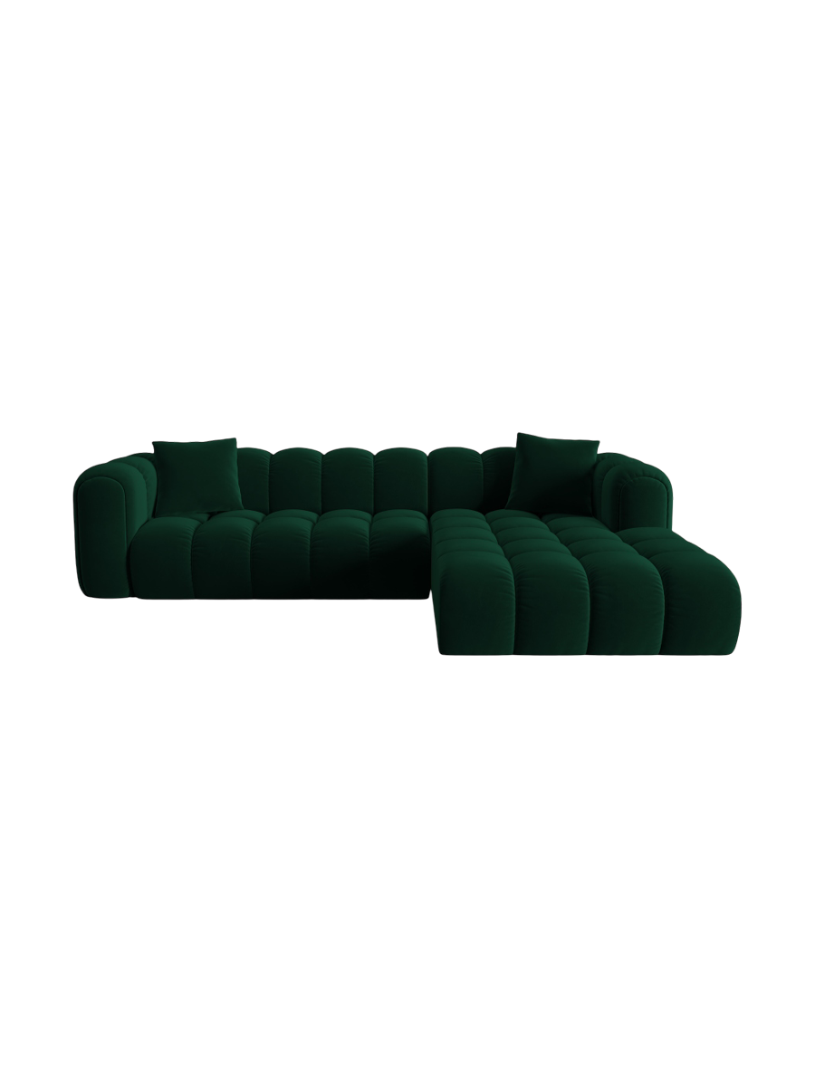 
4-Seater Designer Corner Sofa "Arden" - Velvet Bottle Green / Right-hand corner section