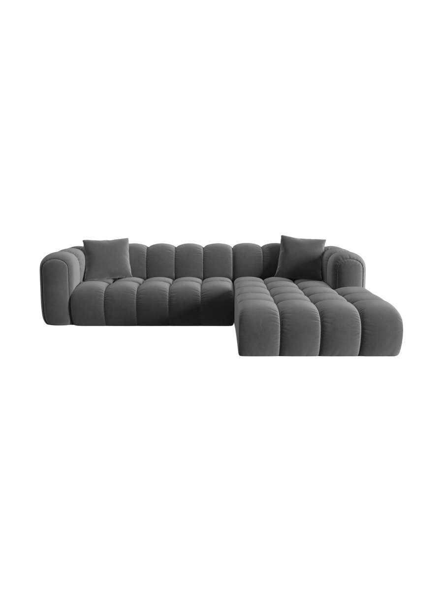 
4-Seater Designer Corner Sofa "Arden" - Velvet Grey / Right-hand corner section