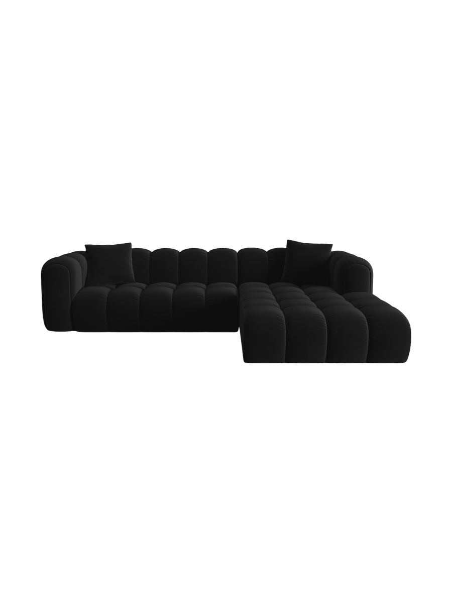 
4-Seater Designer Corner Sofa "Arden" - Velvet Black / Right-hand corner section