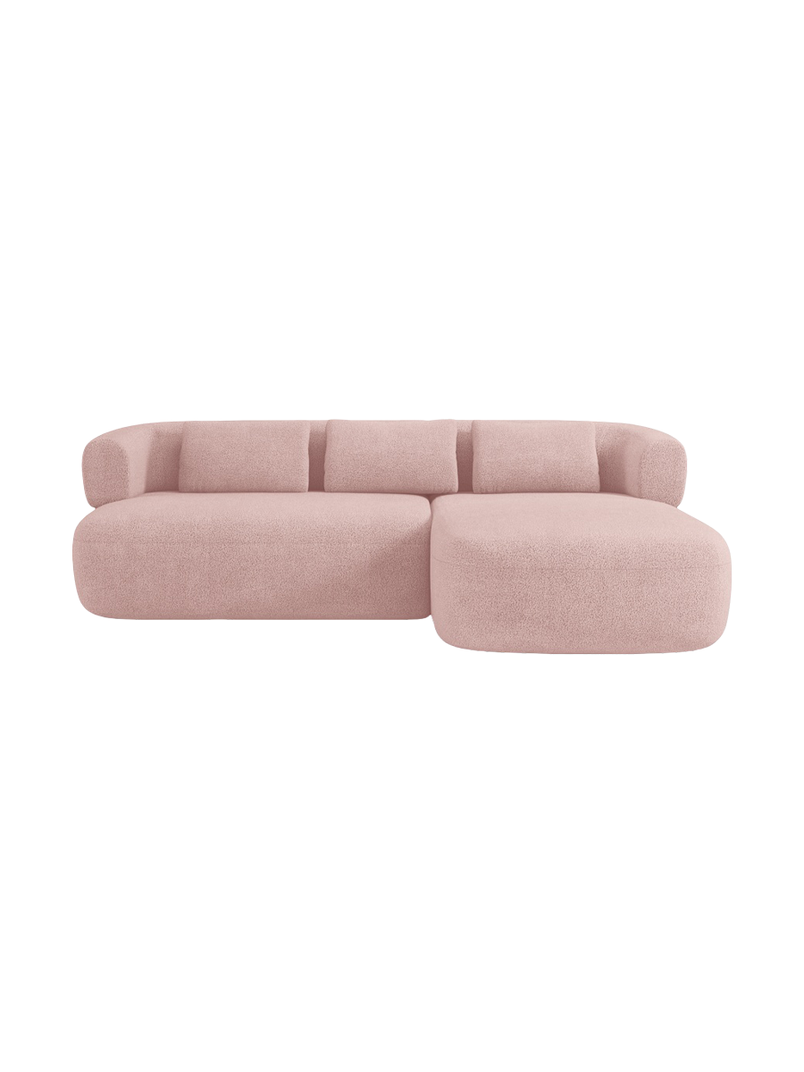 
3/4-seater design corner sofa "Estro" - Bouclé Powder Pink / Right-hand corner section