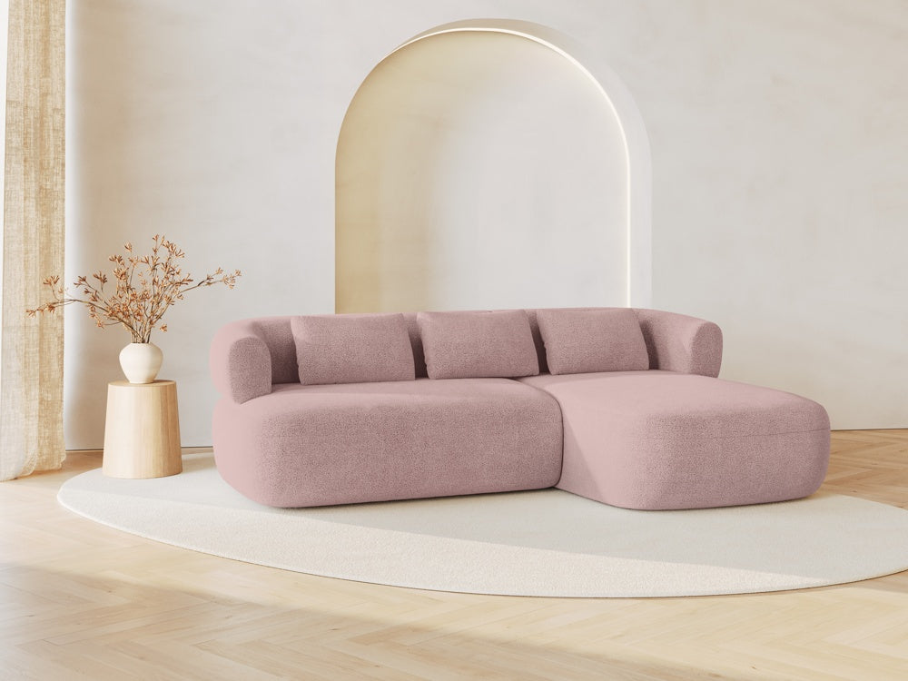
3/4-seater design corner sofa "Estro" - Bouclé Powder Pink / Right-hand corner section