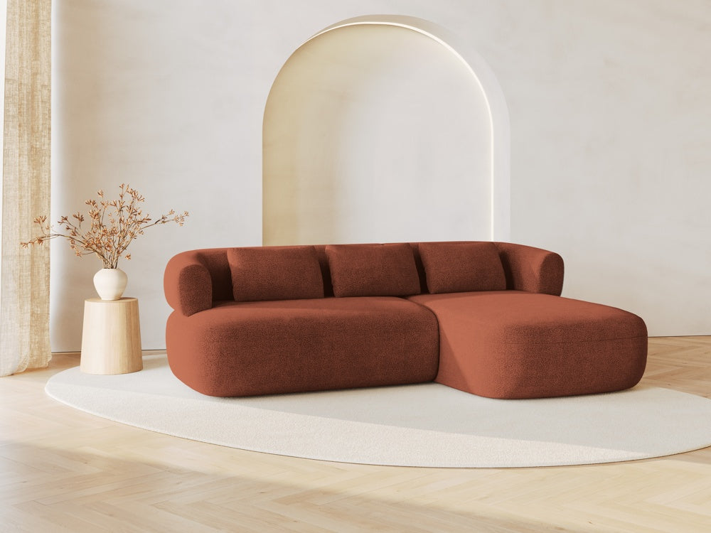 
3/4-seater design corner sofa "Estro" - Bouclé Brick / Right-hand corner section