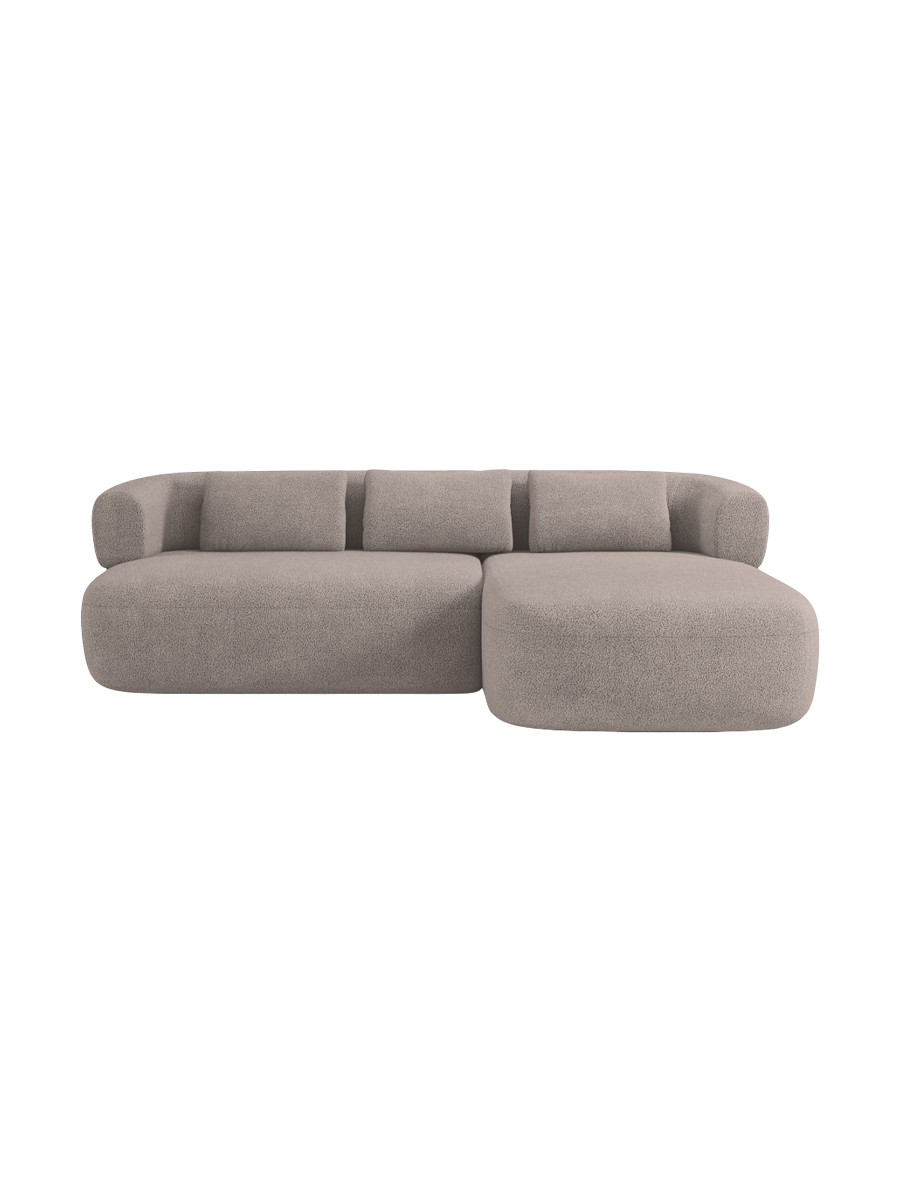 
3/4-seater design corner sofa "Estro" - Bouclé Light Brown / Right-hand corner section