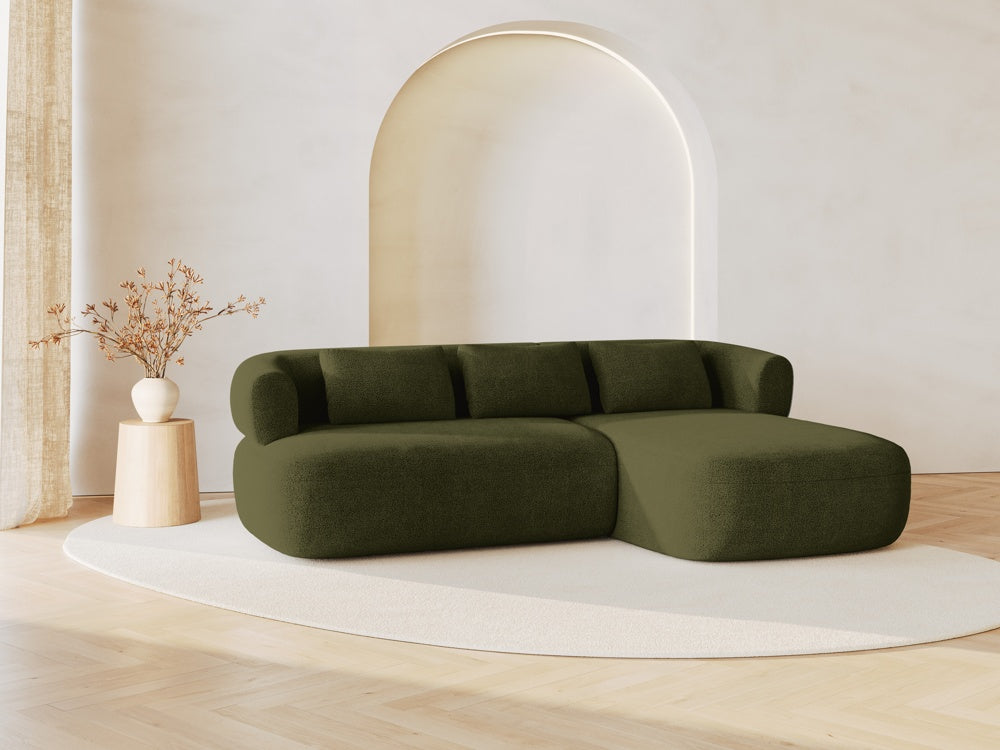 
3/4-seater design corner sofa "Estro" - Bouclé Green / Right-hand corner section