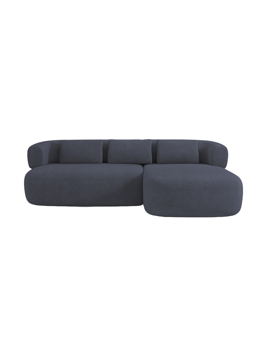 
3/4-seater design corner sofa "Estro" - Bouclé Dark Blue / Right-hand corner section