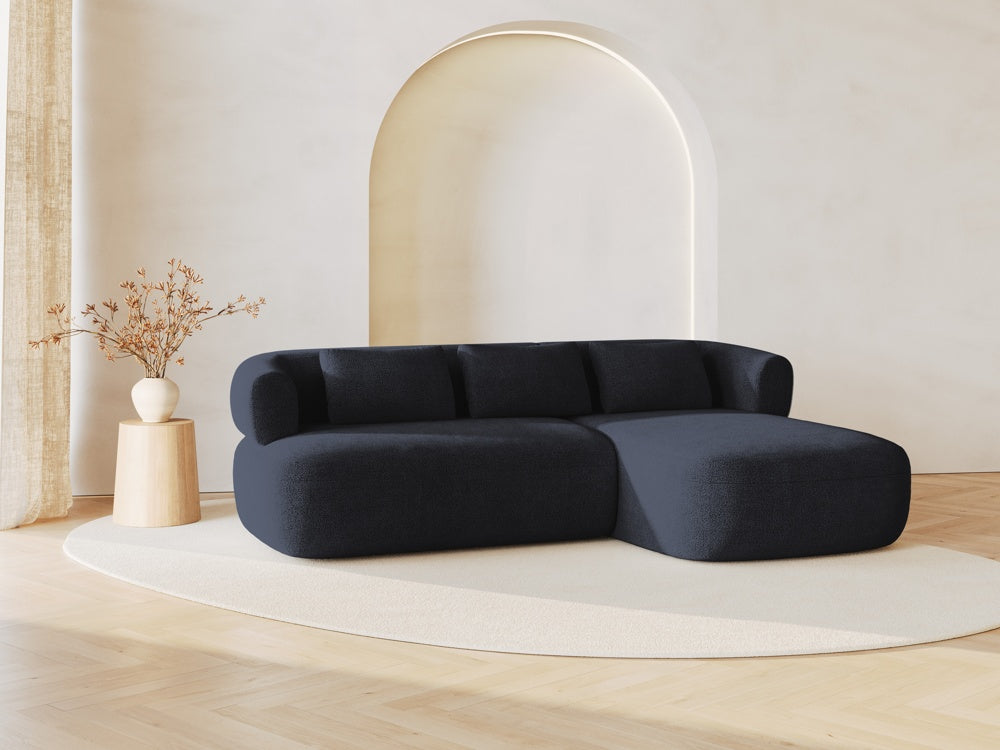 
3/4-seater design corner sofa "Estro" - Bouclé Dark Blue / Right-hand corner section