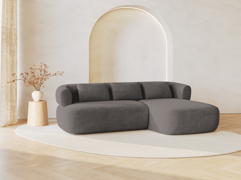 
3/4-seater design corner sofa "Estro" - Bouclé Grey / Right-hand corner section