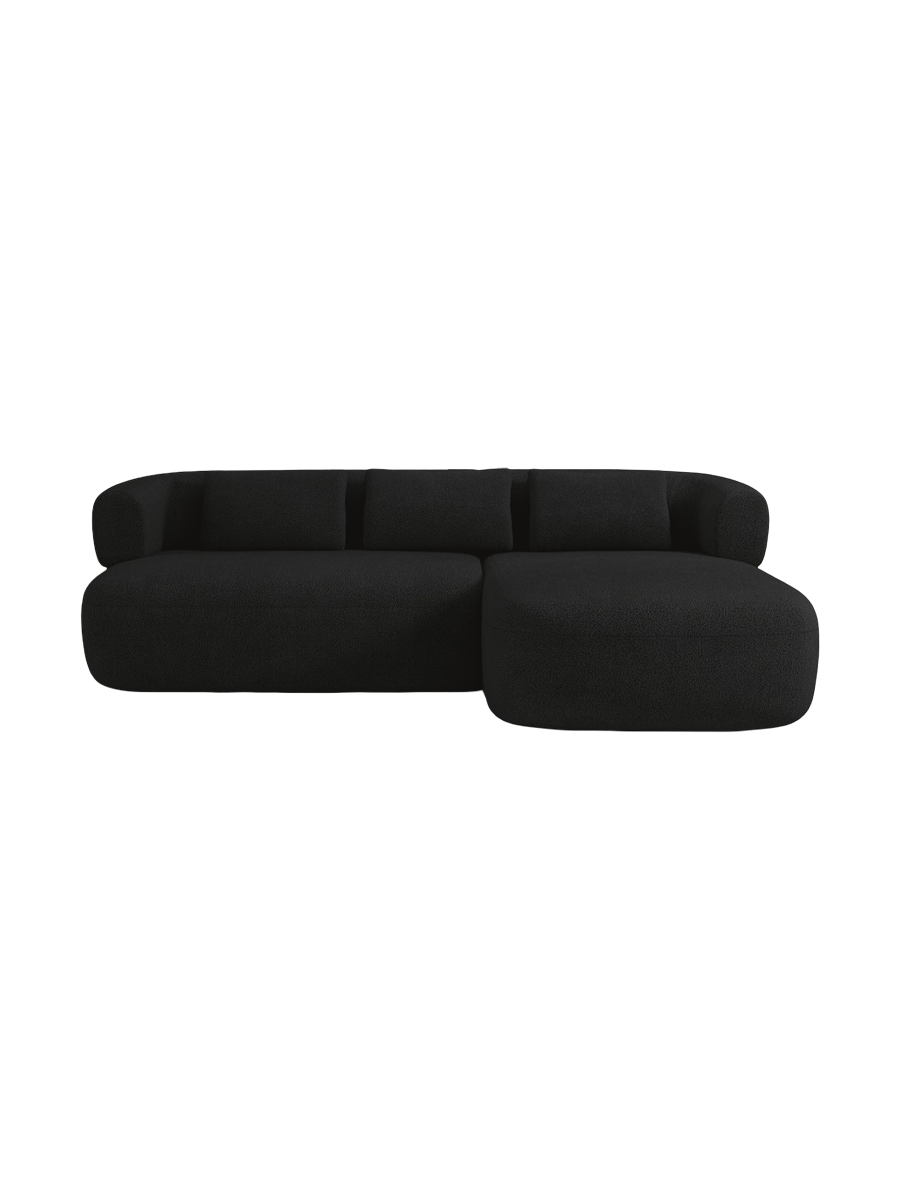 
3/4-seater design corner sofa "Estro" - Black bouclé / Right-hand corner section