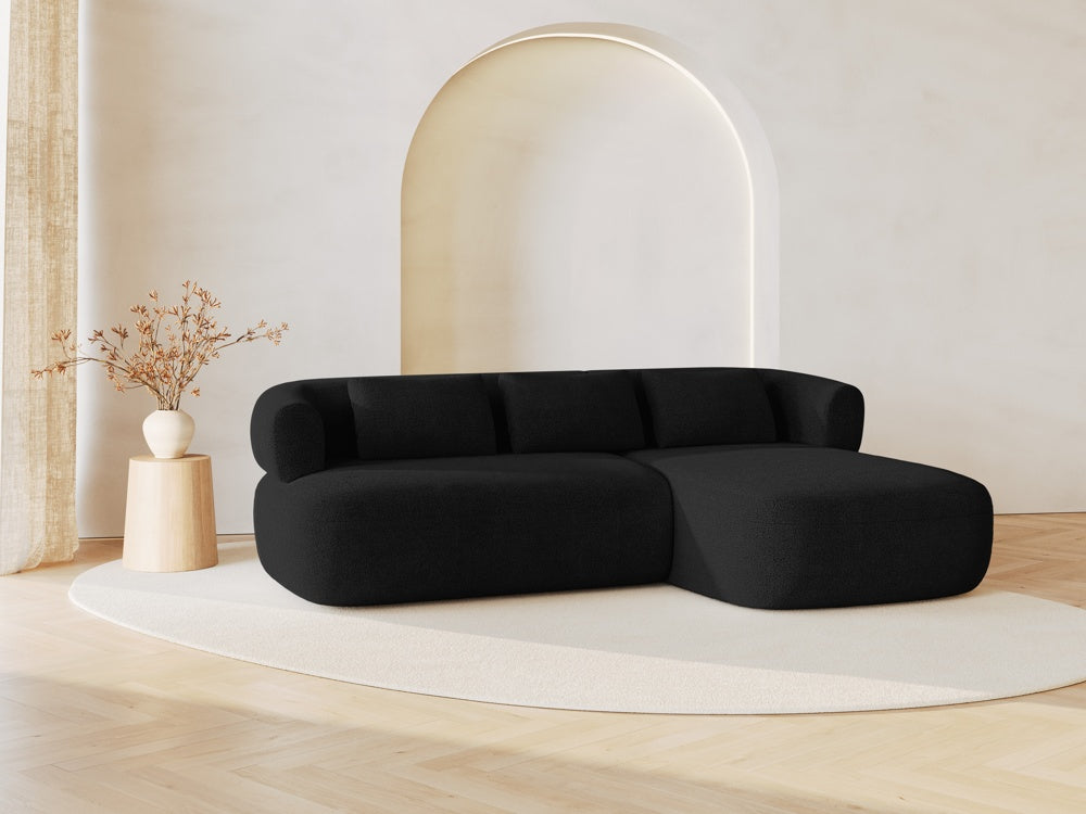 
3/4-seater design corner sofa "Estro" - Black bouclé / Right-hand corner section