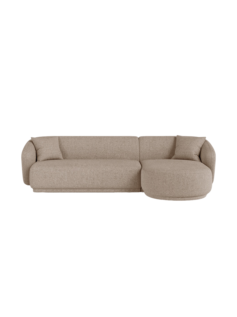 
Canapé d'angle design 4 places « Jane » - Chenille Cappuccino / Pièce d'angle droite