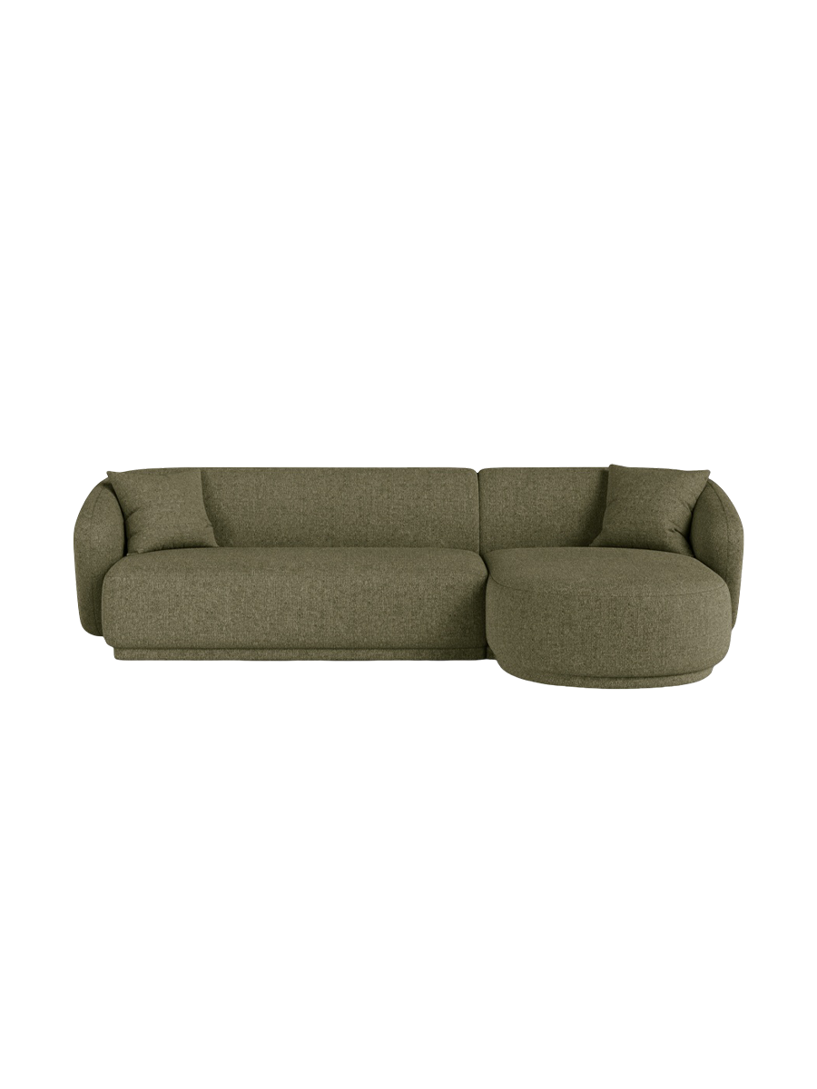 
Canapé d'angle design 4 places « Jane » - Chenille vert / Pièce d'angle droite