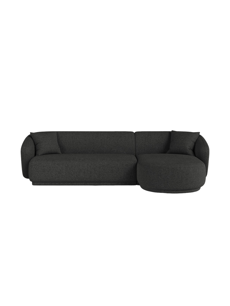 
Canapé d'angle design 4 places « Jane » - Chenille anthracite / Pièce d'angle droite
