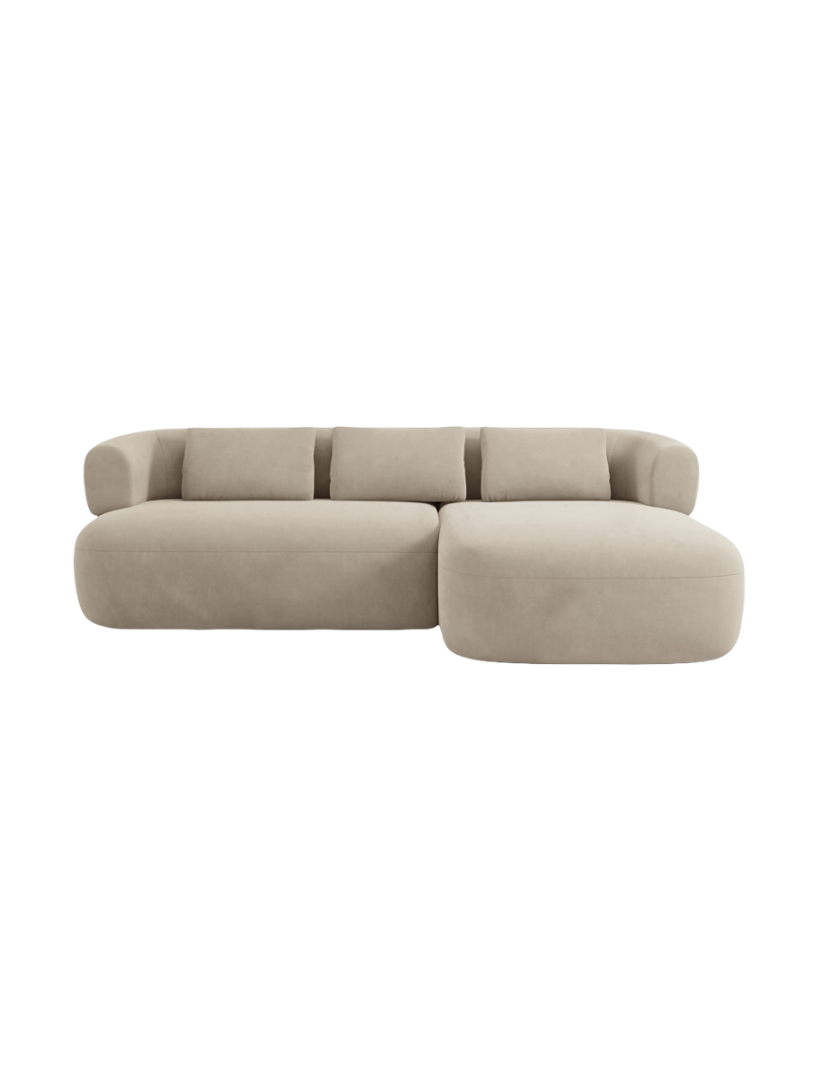 
3/4-seater design corner sofa "Estro" - Velvet Beige / Right-hand corner section