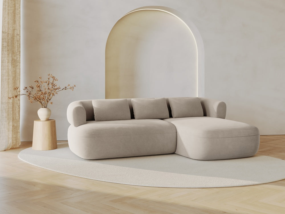 
3/4-seater design corner sofa "Estro" - Velvet Beige / Right-hand corner section
