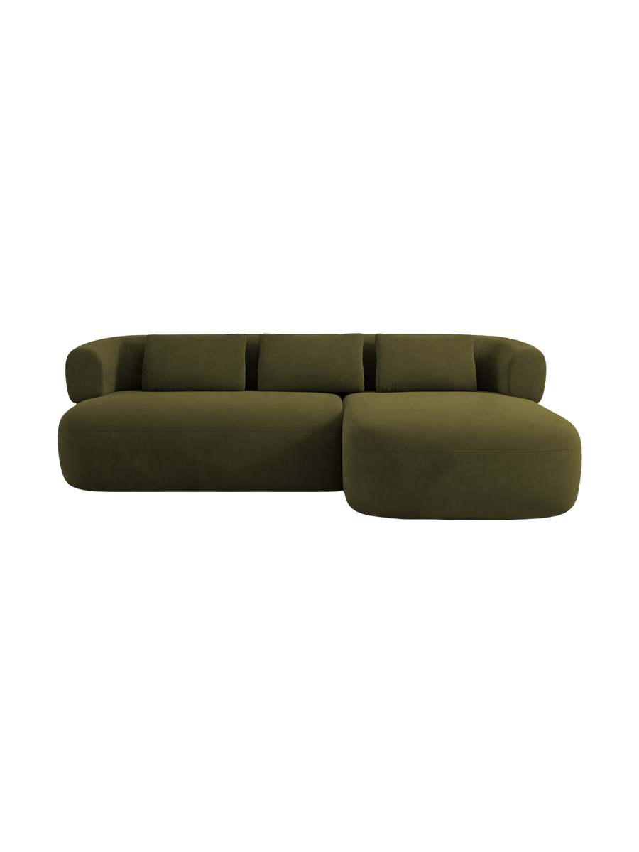 
3/4-seater design corner sofa "Estro" - Velvet Green / Right-hand corner section