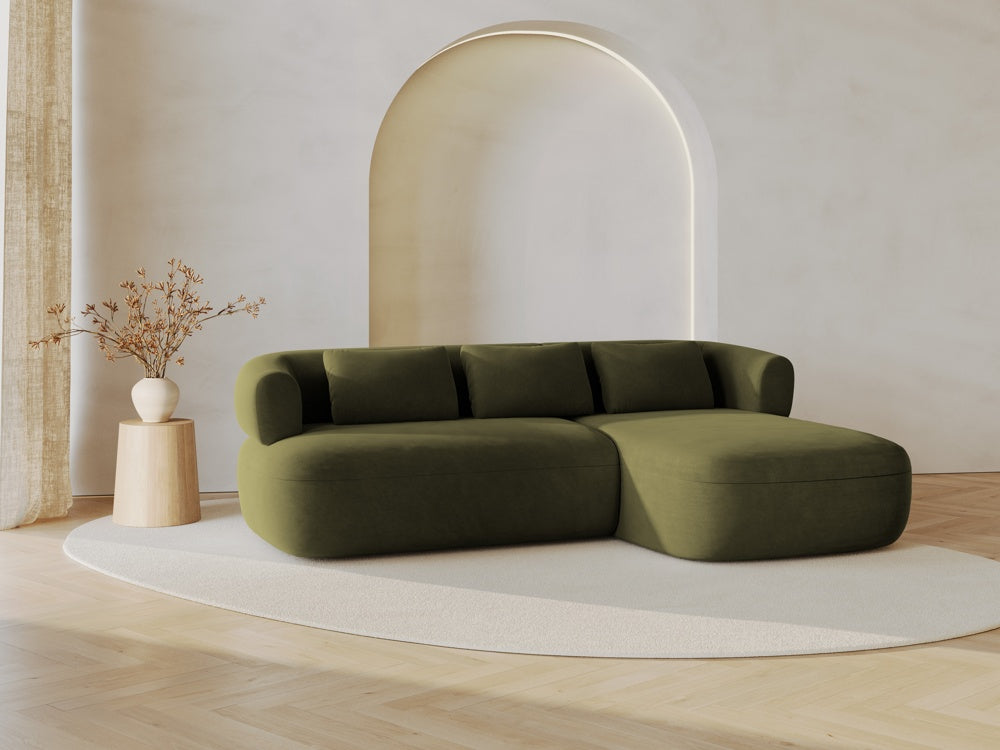 
3/4-seater design corner sofa "Estro" - Velvet Green / Right-hand corner section