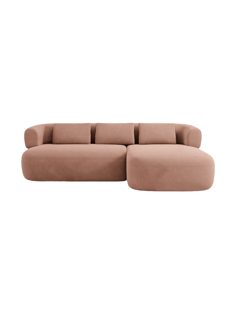 
3/4-seater design corner sofa "Estro" - Velvet Rose / Right-hand corner section