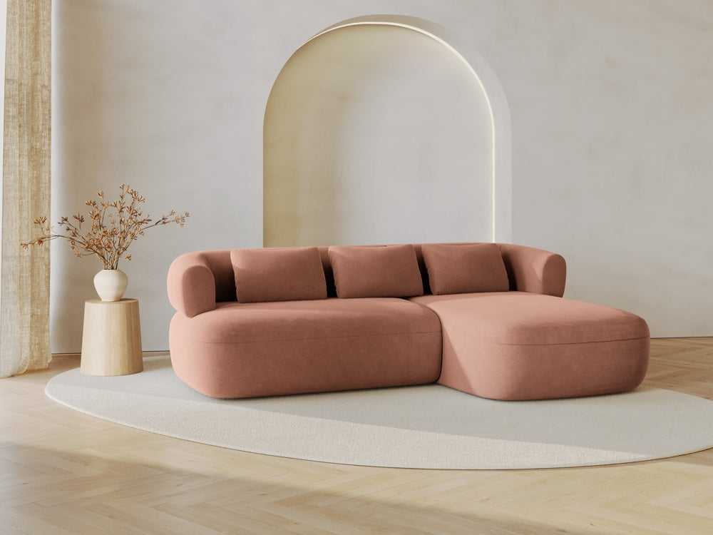 
3/4-seater design corner sofa "Estro" - Velvet Terracotta / Right-hand corner section