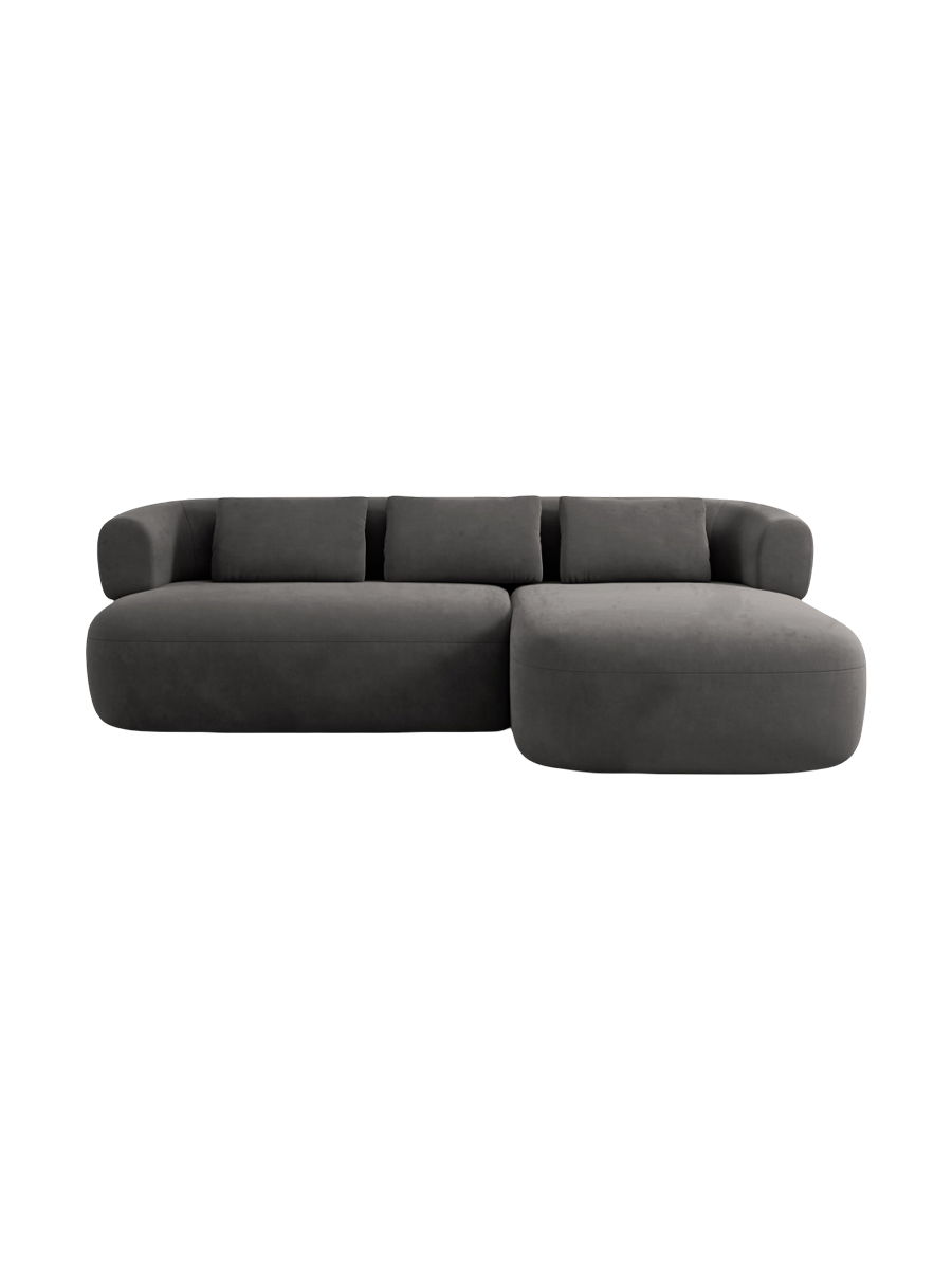 
3/4-seater design corner sofa "Estro" - Velvet Dark Grey / Right-hand corner section