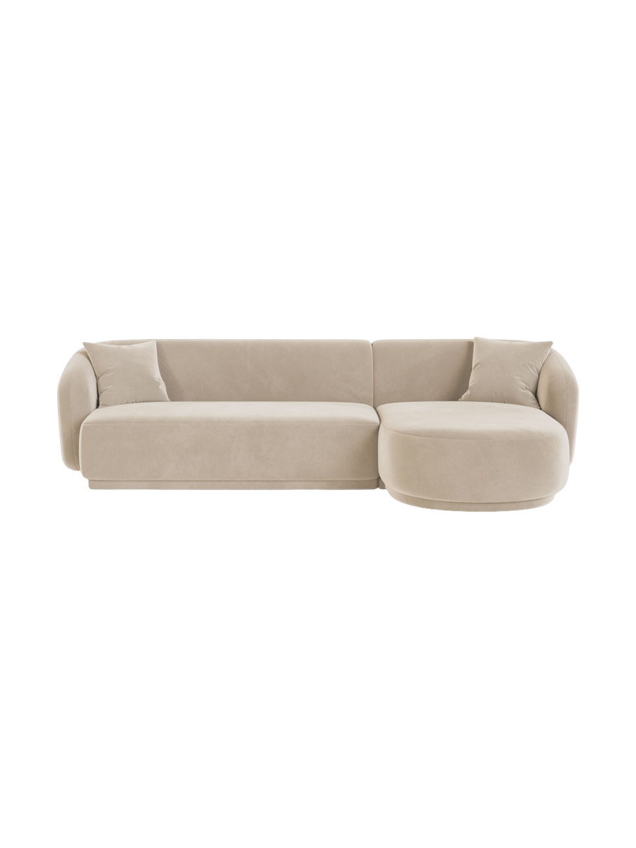 
Canapé d'angle design 4 places « Jane » - Velours Beige / Pièce d'angle droite