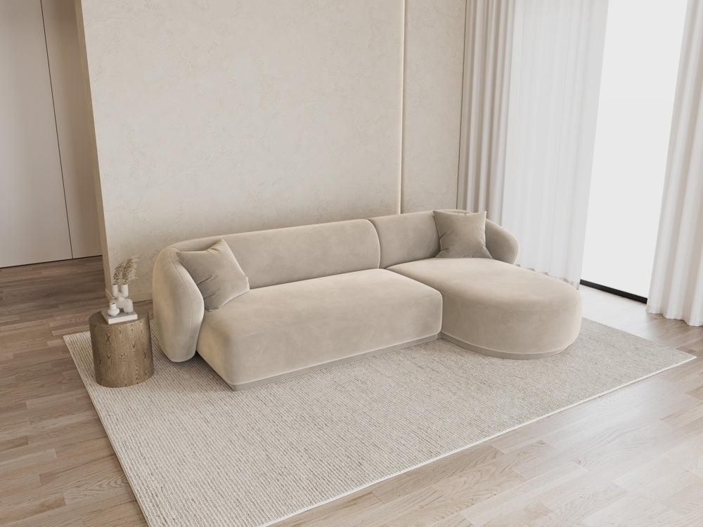 
Canapé d'angle design 4 places « Jane » - Velours Beige / Pièce d'angle droite