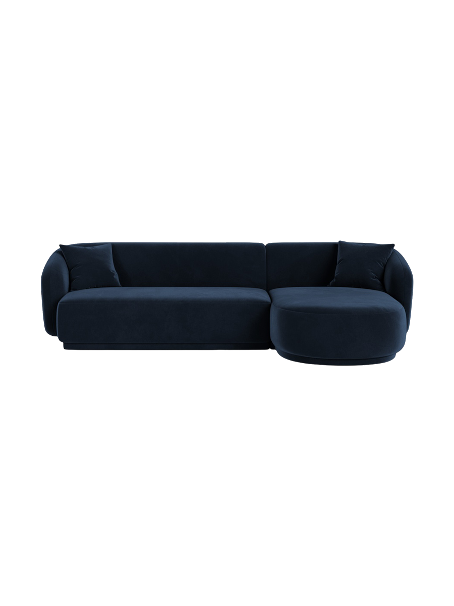 
Canapé d'angle design 4 places « Jane » - Velours bleu roi / Pièce d'angle droite