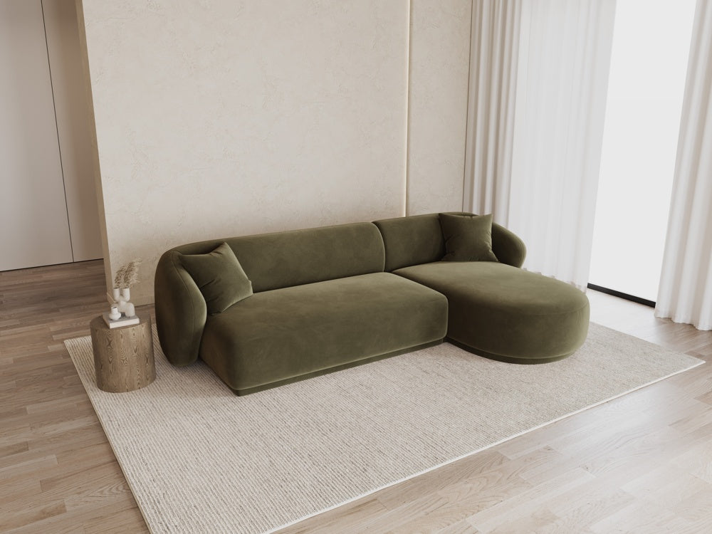 
Canapé d'angle design 4 places « Jane » - Velours vert / Pièce d'angle droite