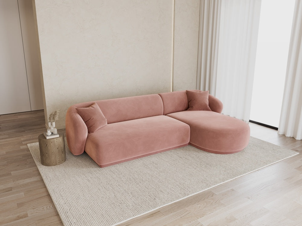 
Canapé d'angle design 4 places « Jane » - Velours rose / Pièce d'angle droite