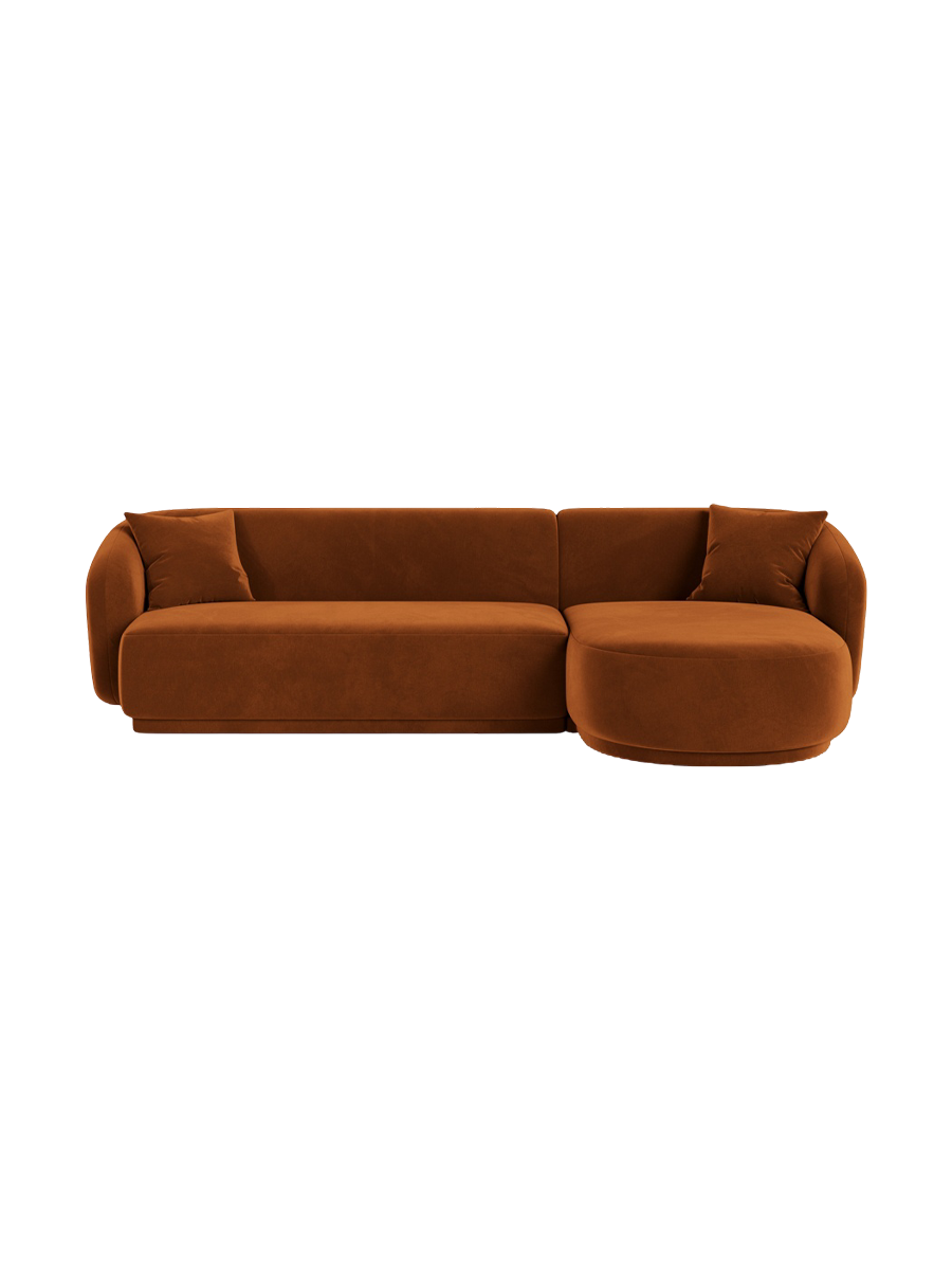 
Canapé d'angle design 4 places « Jane » - Velours Terre cuite / Pièce d'angle droite