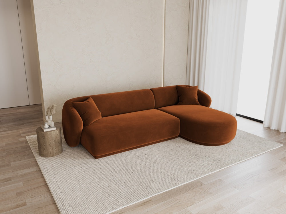 
Canapé d'angle design 4 places « Jane » - Velours Terre cuite / Pièce d'angle droite