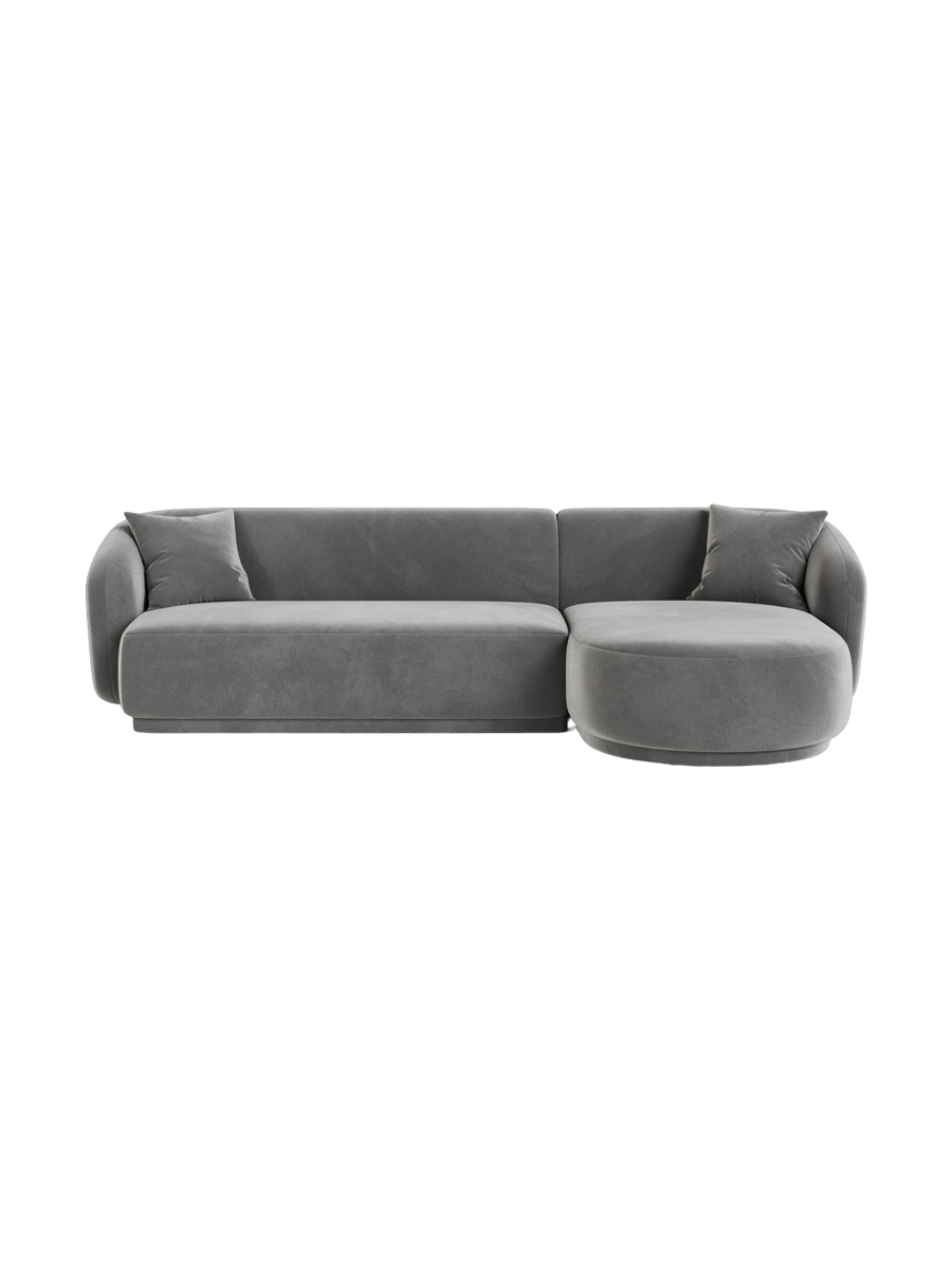 
Canapé d'angle design 4 places « Jane » - Velours Gris / Pièce d'angle droite