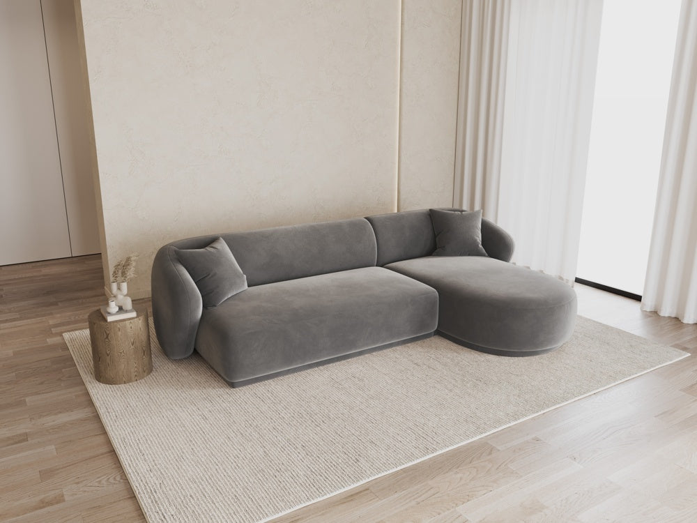 
Canapé d'angle design 4 places « Jane » - Velours Gris / Pièce d'angle droite