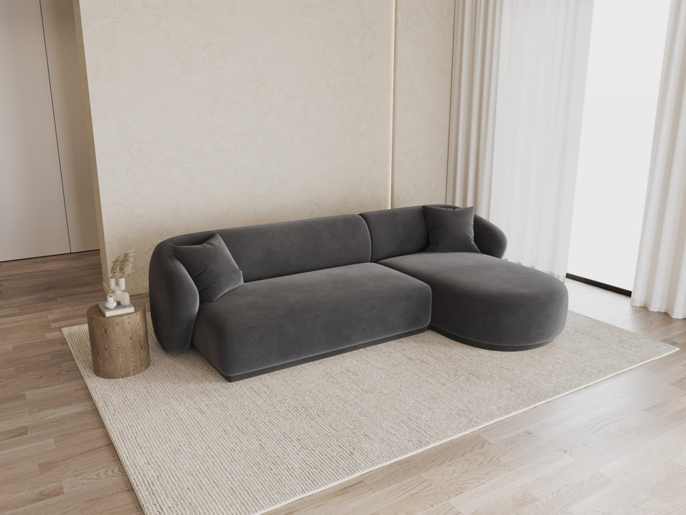 
Canapé d'angle design 4 places « Jane » - Velours gris foncé / Pièce d'angle droite