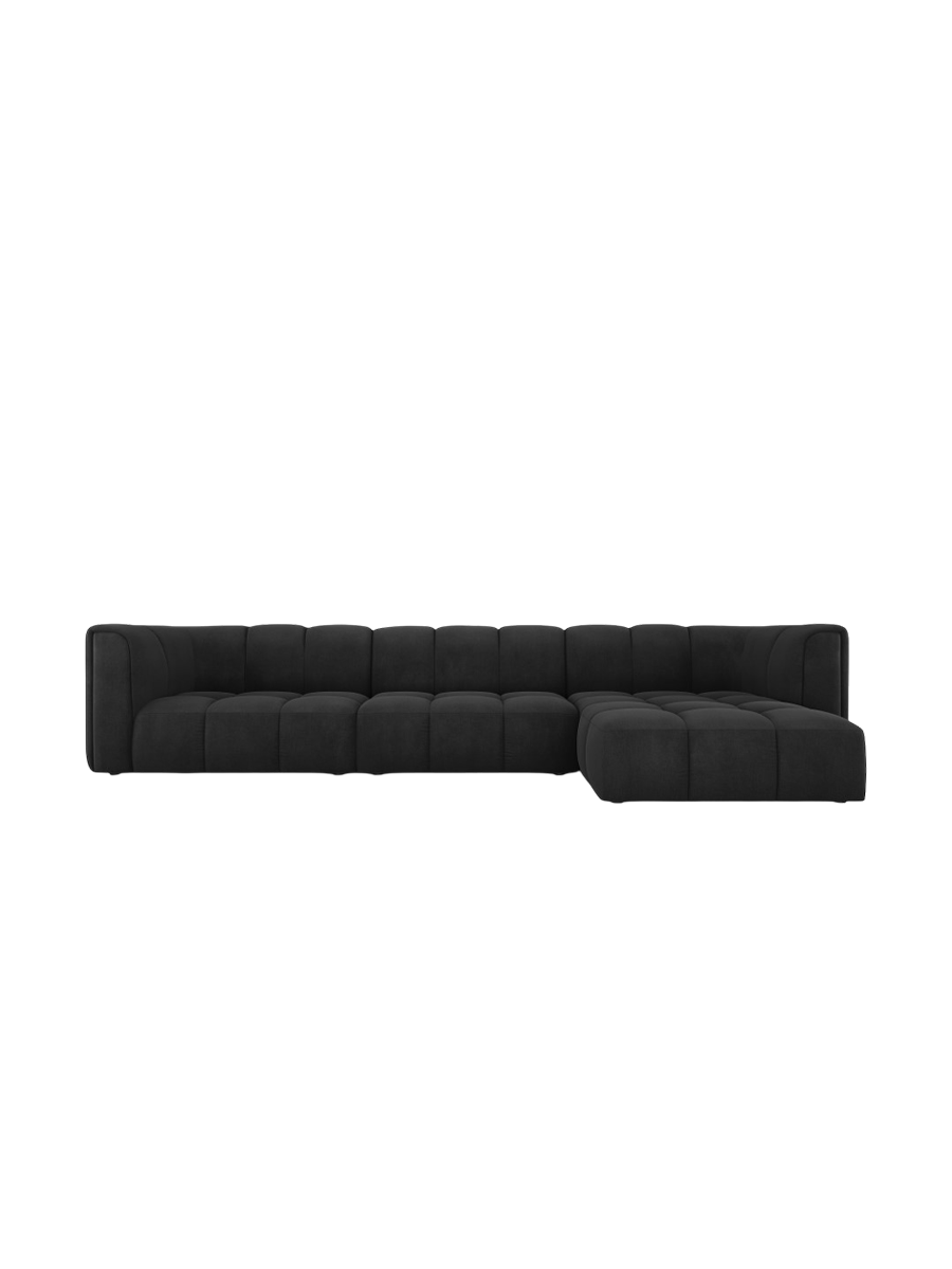 
5-Sitzer Design Ecksofa "Adams" - Chenille Schwarz / Eckteil rechts