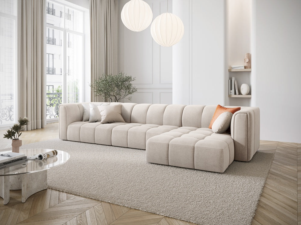 
5-Sitzer Design Ecksofa "Adams" - Chenille Beige / Eckteil rechts