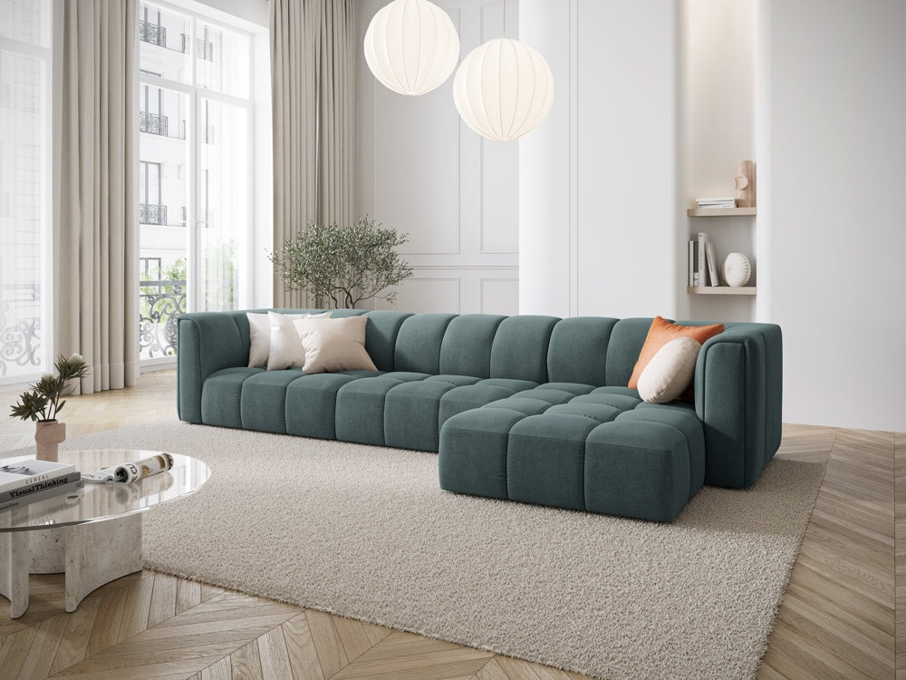 
5-Sitzer Design Ecksofa "Adams" - Chenille Petrol / Eckteil rechts