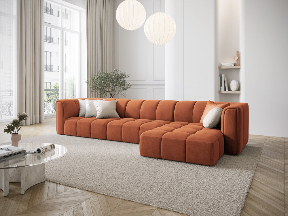 
5-Sitzer Design Ecksofa "Adams" - Chenille Terracotta / Eckteil rechts