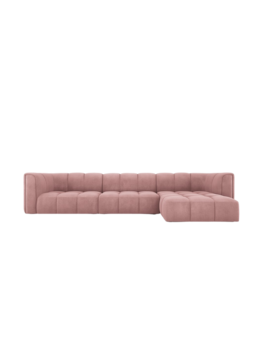 
5-Sitzer Design Ecksofa "Adams" - Chenille Rosa / Eckteil rechts