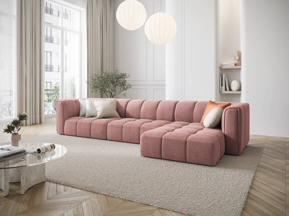 
5-Sitzer Design Ecksofa "Adams" - Chenille Rosa / Eckteil rechts