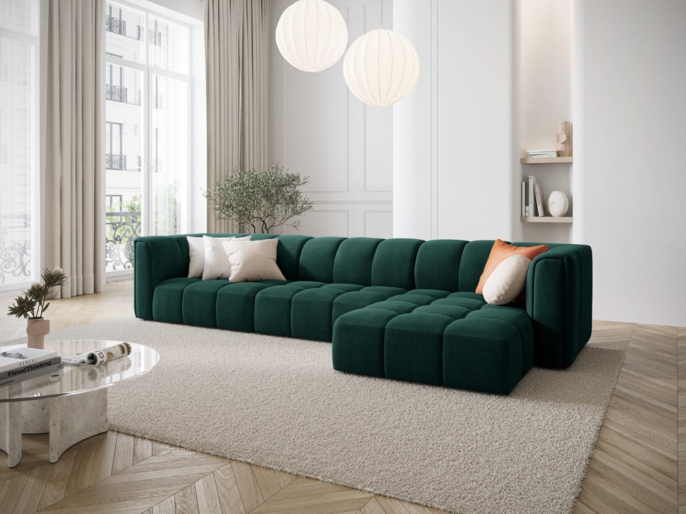 
5-Sitzer Design Ecksofa "Adams" - Chenille Flaschengrün / Eckteil rechts