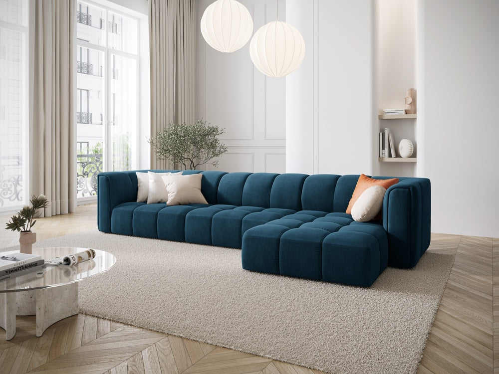 
5-Sitzer Design Ecksofa "Adams" - Chenille Königsblau / Eckteil rechts