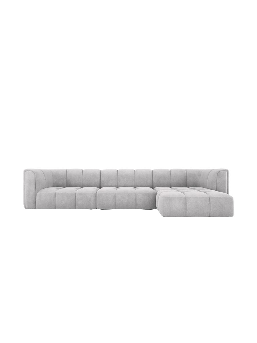 
5-Sitzer Design Ecksofa "Adams" - Chenille Hellgrau / Eckteil rechts