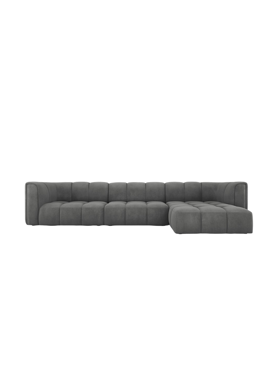 
5-Sitzer Design Ecksofa "Adams" - Chenille Dunkelgrau / Eckteil rechts