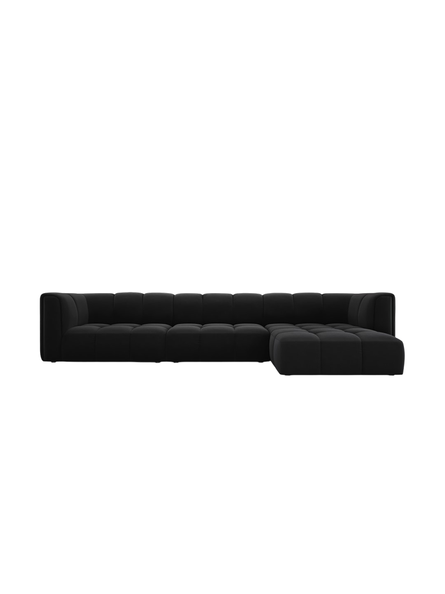 
5-Sitzer Design Ecksofa "Adams" - Samt Schwarz / Eckteil rechts