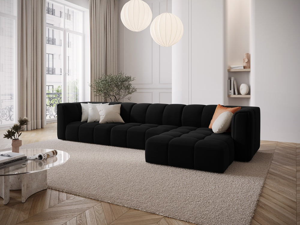
5-Sitzer Design Ecksofa "Adams" - Samt Schwarz / Eckteil rechts