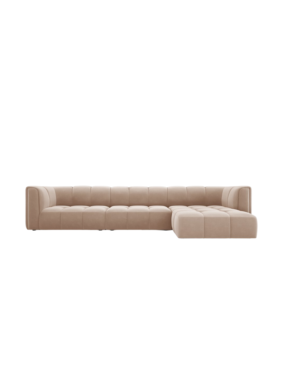 
5-Sitzer Design Ecksofa "Adams" - Samt  Beige / Eckteil rechts