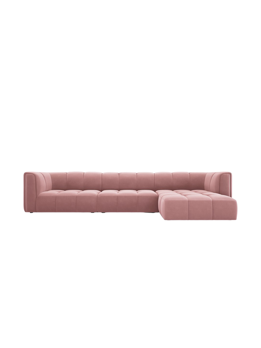 
5-Sitzer Design Ecksofa "Adams" - Samt  Rosa / Eckteil rechts