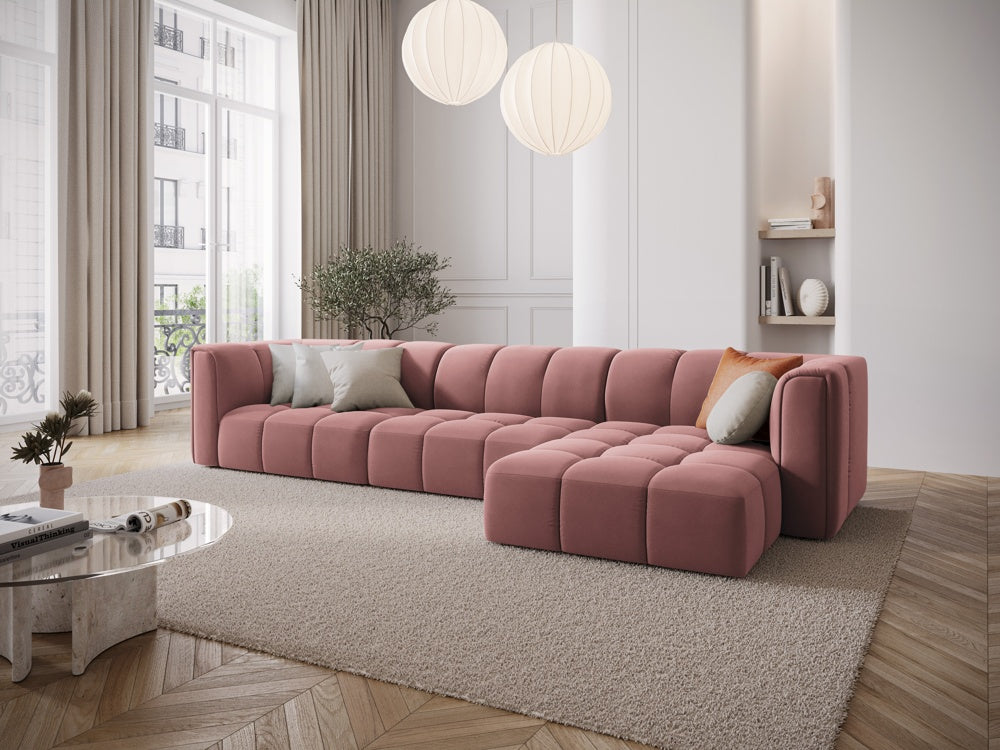 
5-Sitzer Design Ecksofa "Adams" - Samt  Rosa / Eckteil rechts