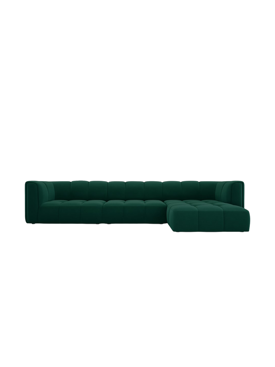 
5-Sitzer Design Ecksofa "Adams" - Samt Flaschengrün / Eckteil rechts