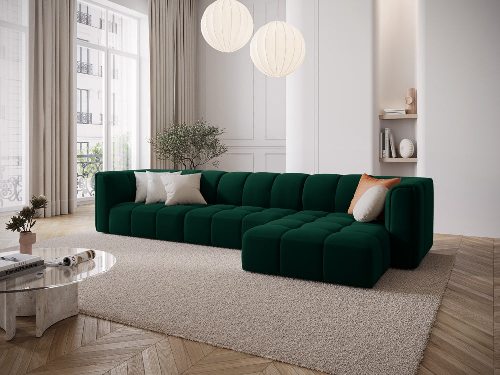 
5-Sitzer Design Ecksofa "Adams" - Samt Flaschengrün / Eckteil rechts